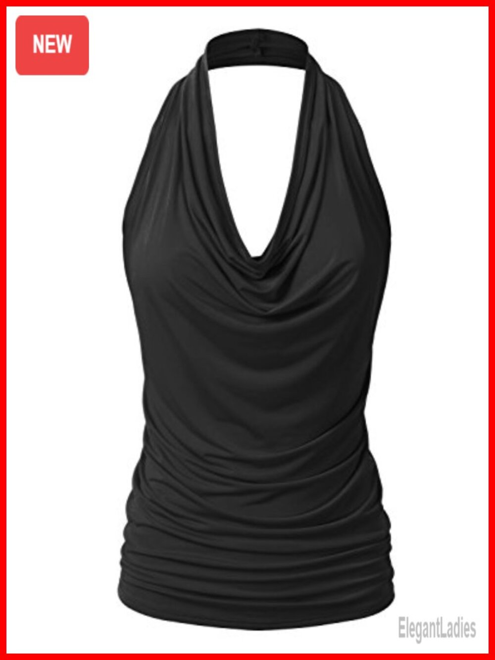Women's Halter Neck Draped Front Open Back Tank Top Sleeveless Sexy